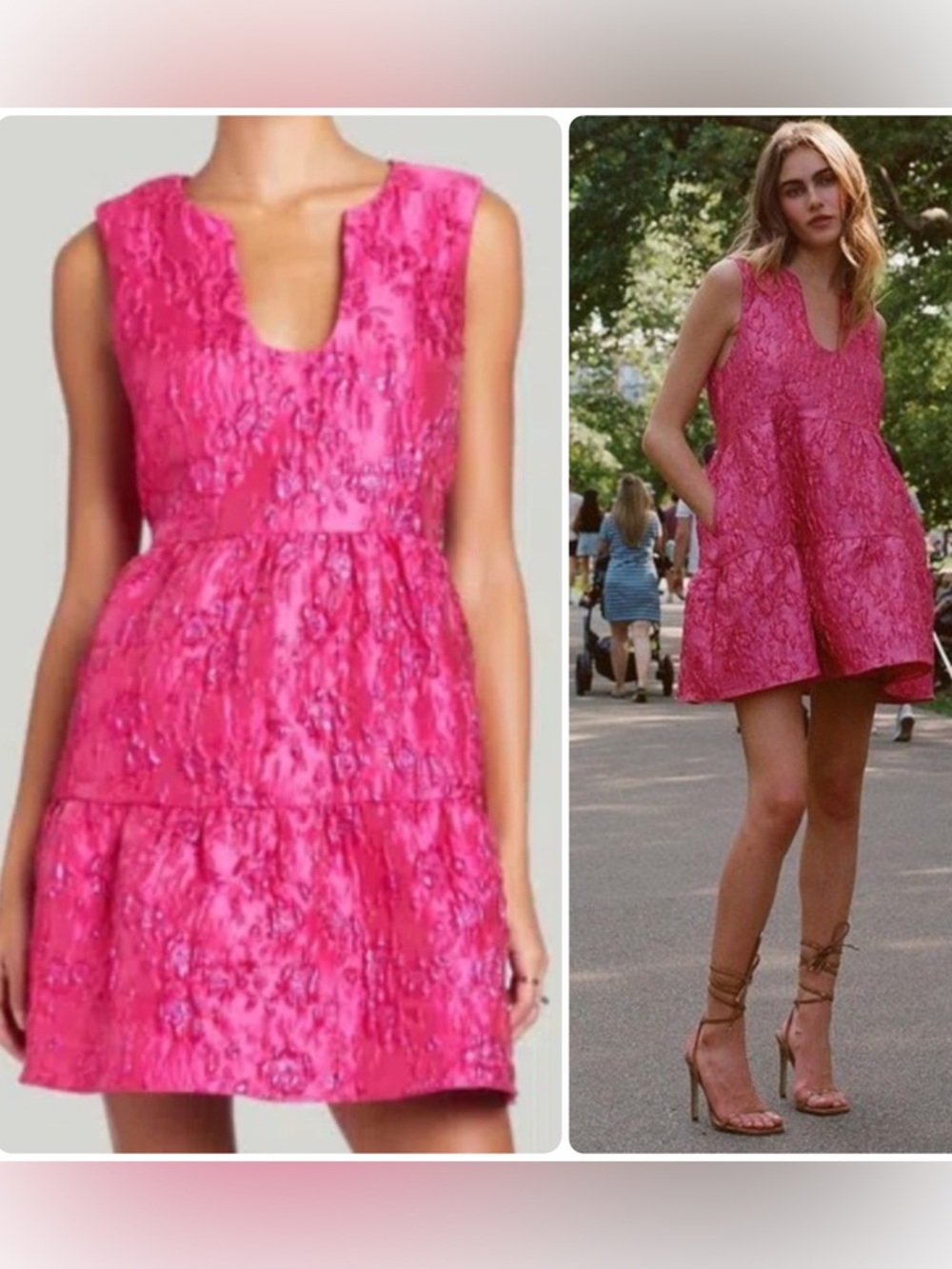 Amanda Uprichard Chesney Brocade Pink Sleeveless Jacquard Mini Dress NWT $259